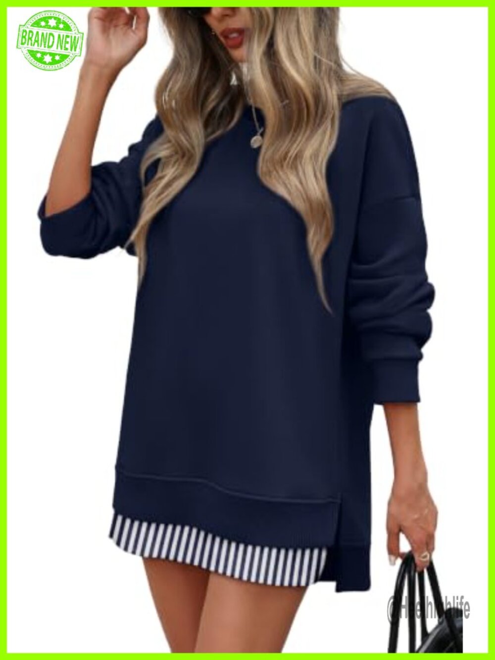 Oversized Crewneck Sweatshirt Long Sleeve Tunic Top Pullover